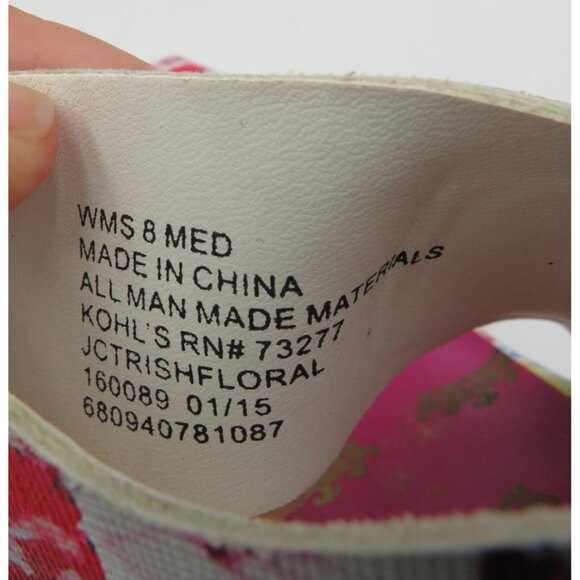 Juicy Couture Shoes Womens Size 8 Wedge Sandals Pink White Ankle Strap Platform‎ - Picture 9 of 9